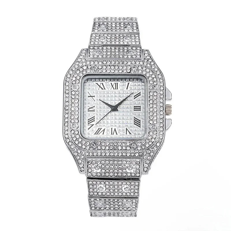 Luxury Rhinestone Quartz Watch – Unisex Square Dial