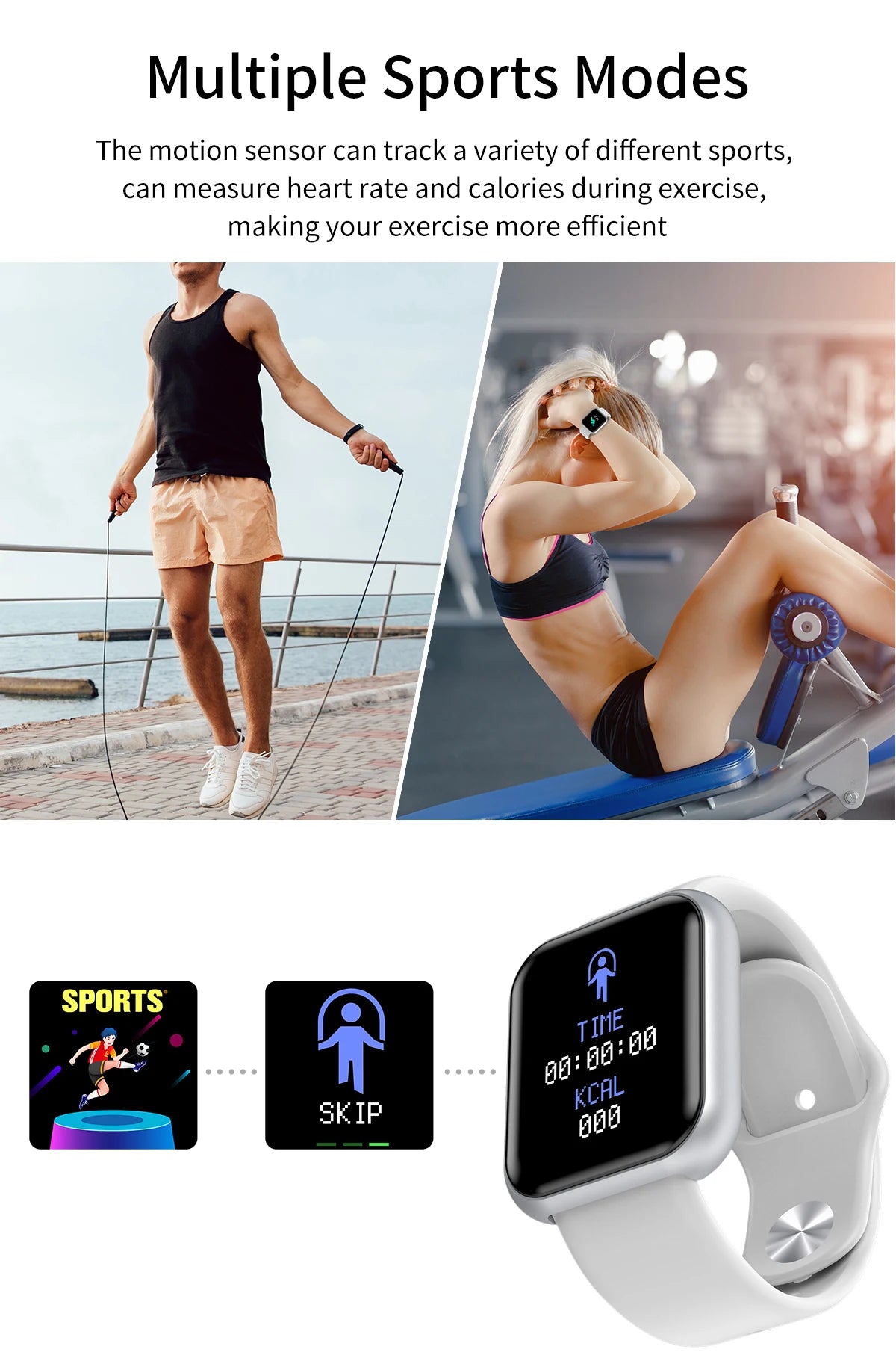 D20 Smartwatch for Men & Women – Fitness Tracker Heart Rate Monitor