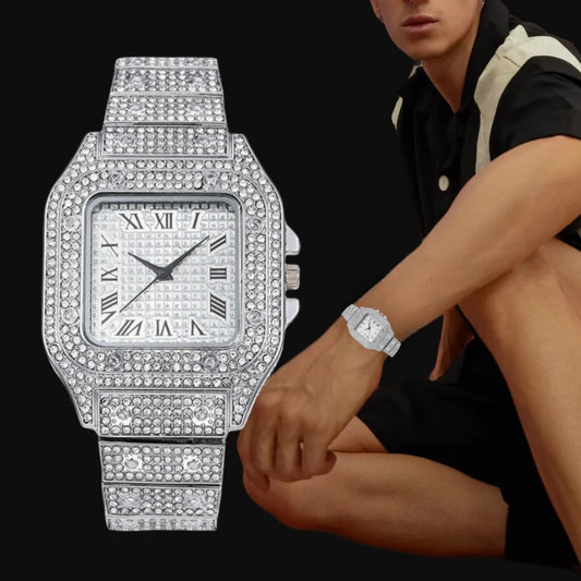 Luxury Rhinestone Quartz Watch – Unisex Square Dial