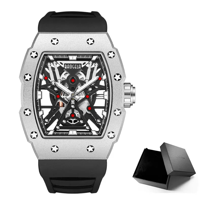 BAOGELA Men’s Military Sport Quartz Watch – Black Stainless Steel