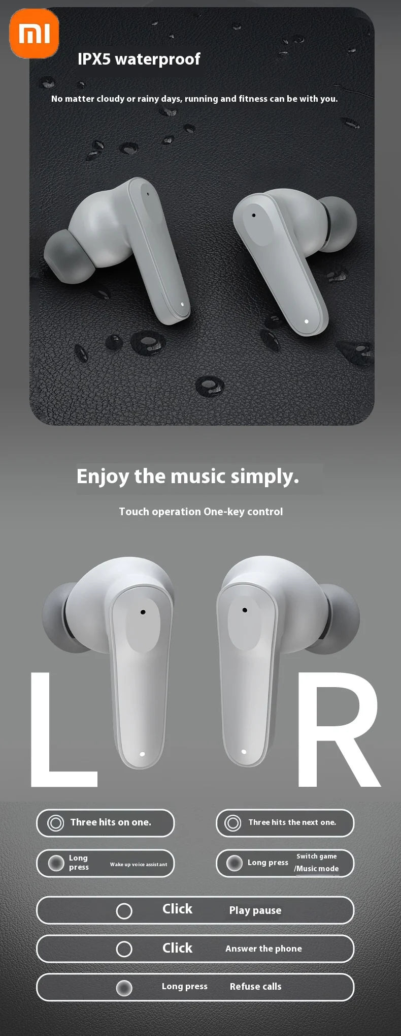 XIAOMI Redmi A98 Wireless Bluetooth 5.4 Earphones – ENC Noise Reduction