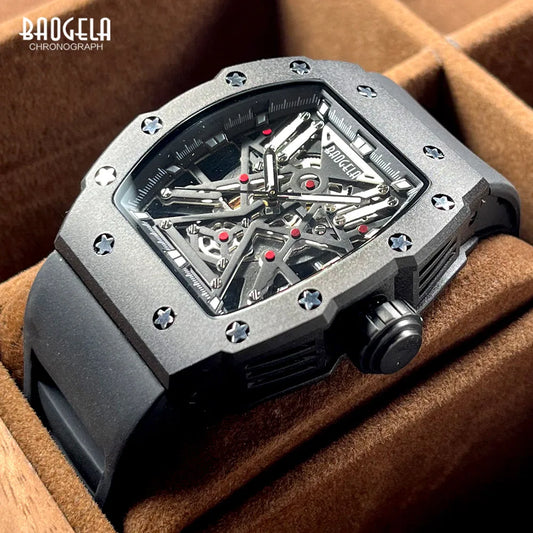 BAOGELA Men’s Military Sport Quartz Watch – Black Stainless Steel