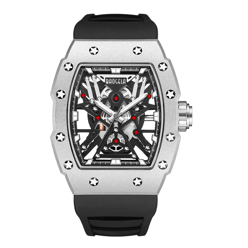 BAOGELA Men’s Military Sport Quartz Watch – Black Stainless Steel