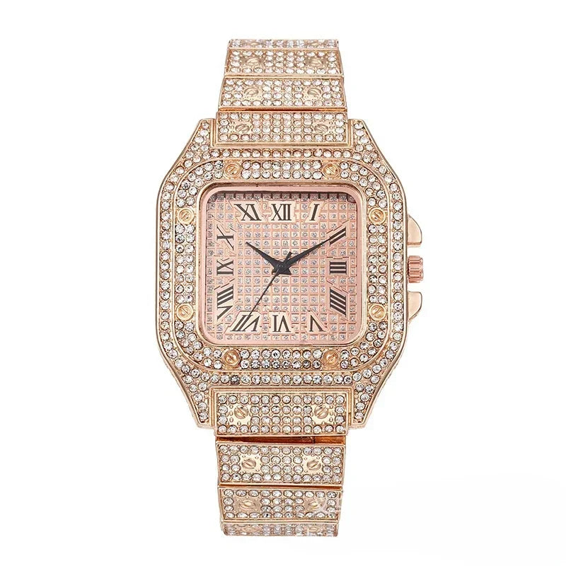 Luxury Rhinestone Quartz Watch – Unisex Square Dial