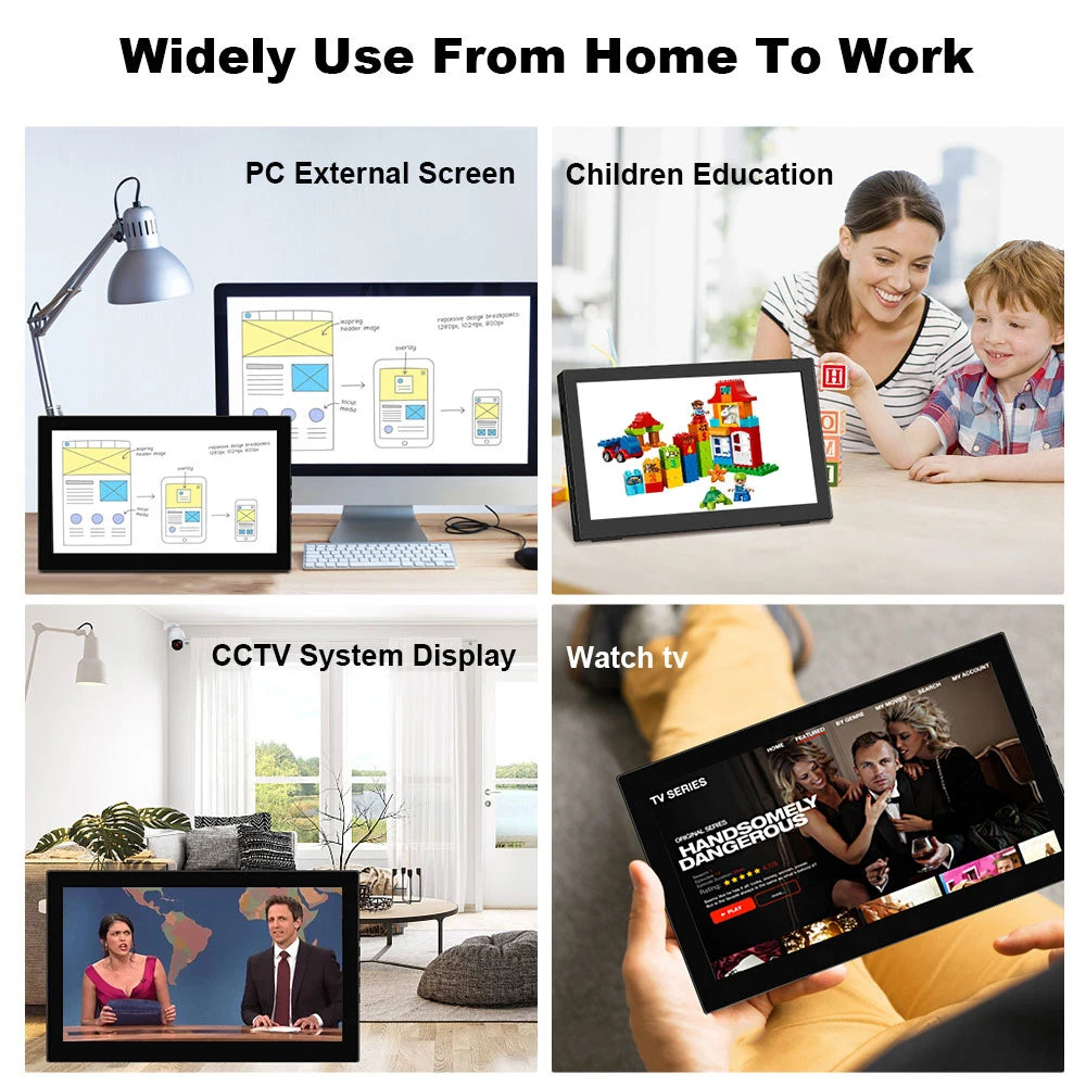 8/7” Touchscreen Portable Monitor – 1024x600 60Hz HDMI for PC & Laptop