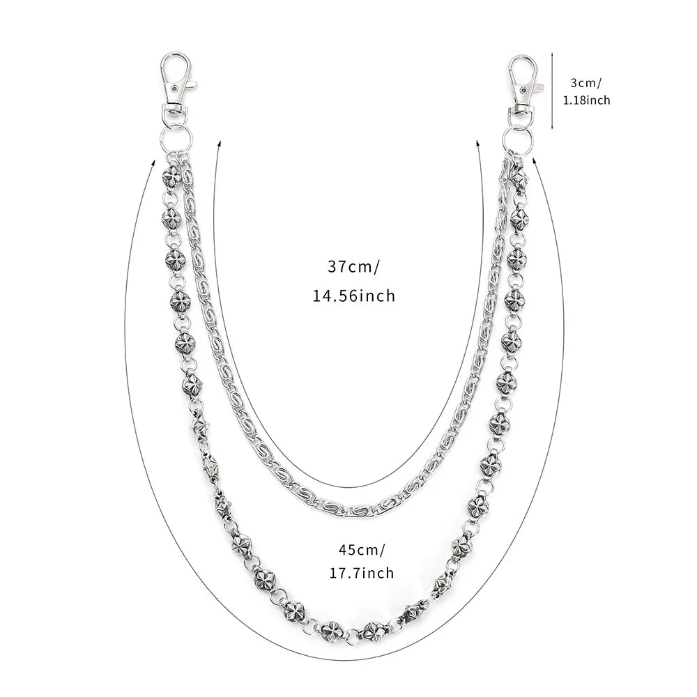 A Harajuku Style Street Hip-Hop Y2k Jeans Chain Belts Personalized Punk Style Double-Layer Waist Chain for Men Women Accessories