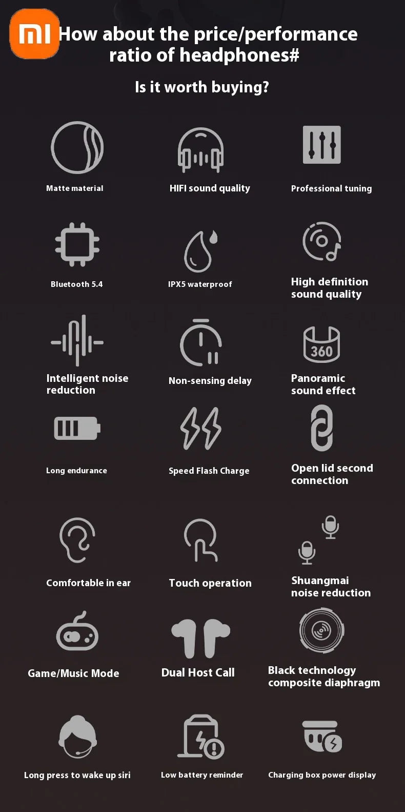 XIAOMI Redmi A98 Wireless Bluetooth 5.4 Earphones – ENC Noise Reduction