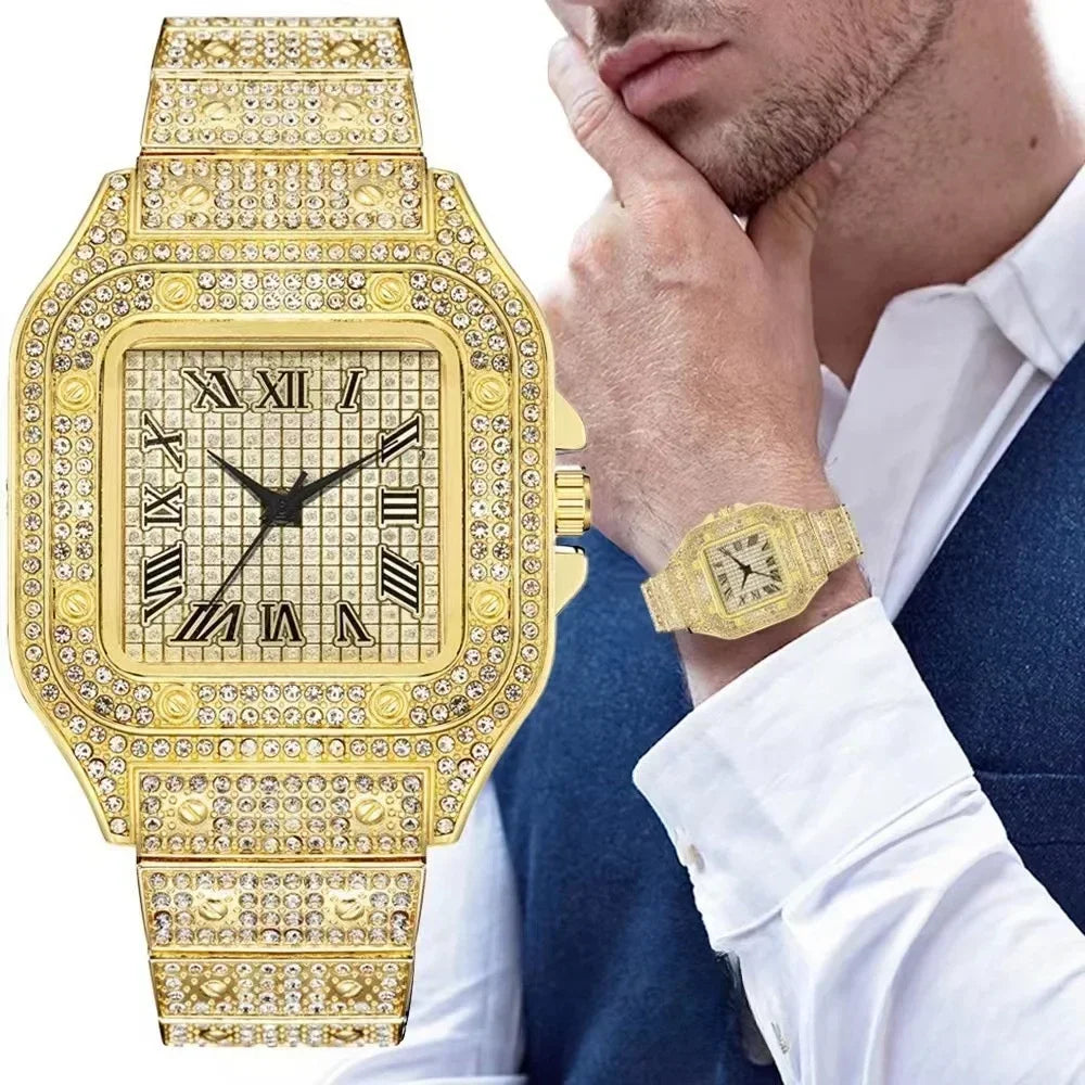 Luxury Rhinestone Quartz Watch – Unisex Square Dial