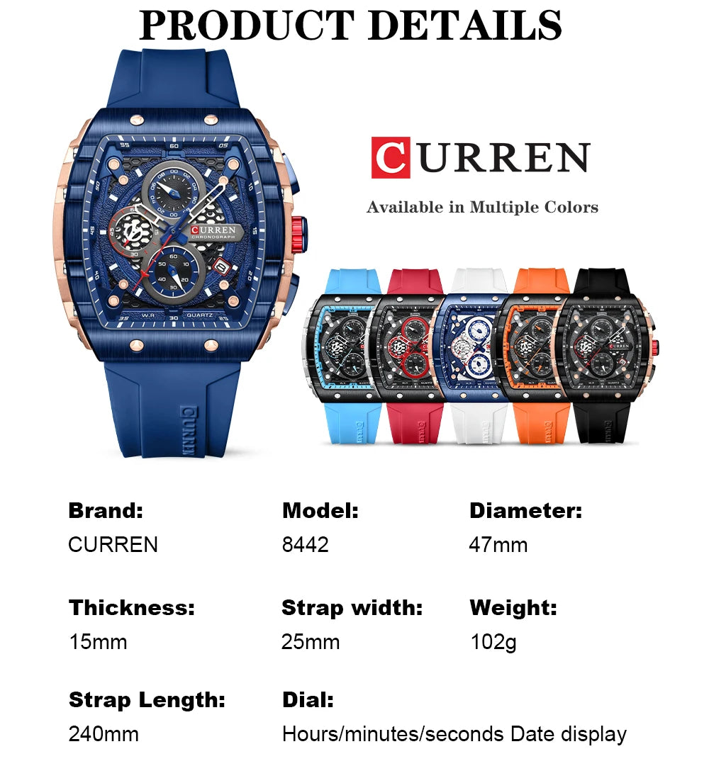CURREN Luxury Men’s Square Quartz Watch