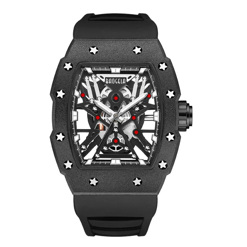 BAOGELA Men’s Military Sport Quartz Watch – Black Stainless Steel