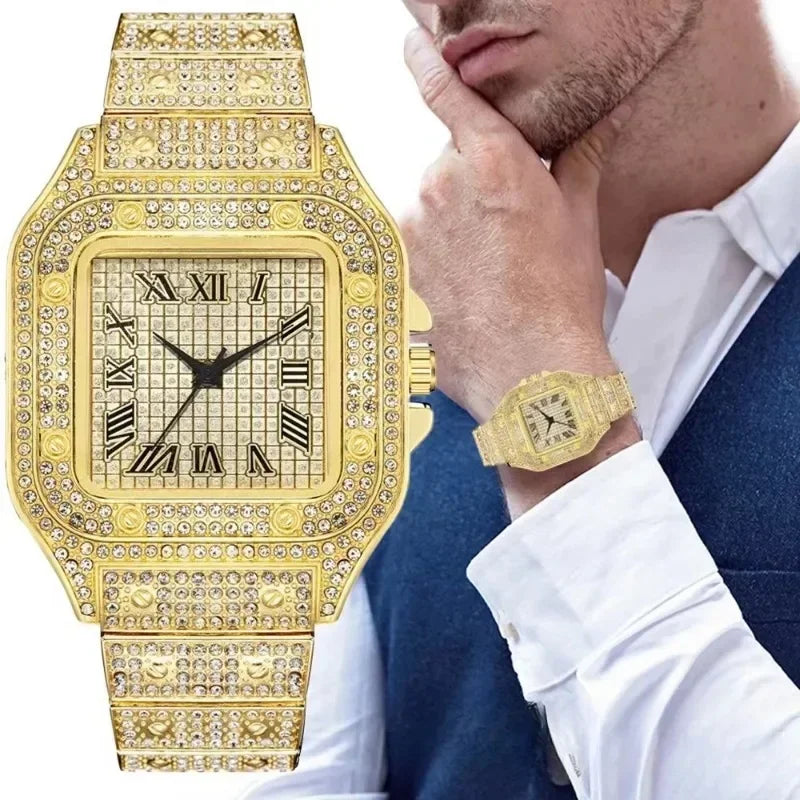 Luxury Rhinestone Quartz Watch – Unisex Square Dial