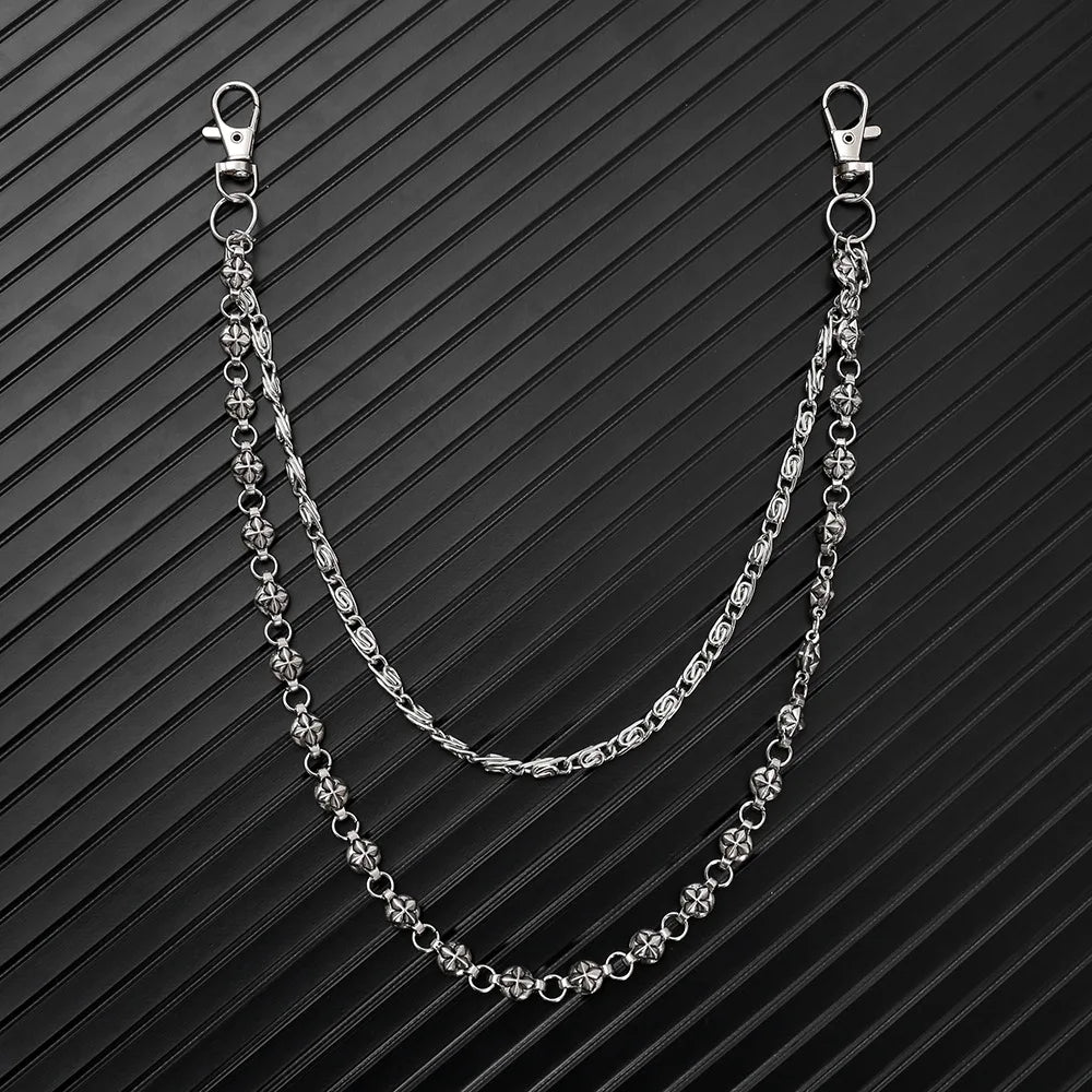 A Harajuku Style Street Hip-Hop Y2k Jeans Chain Belts Personalized Punk Style Double-Layer Waist Chain for Men Women Accessories