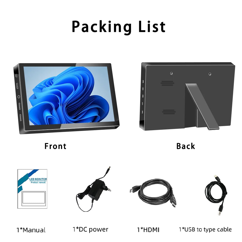 8/7” Touchscreen Portable Monitor – 1024x600 60Hz HDMI for PC & Laptop