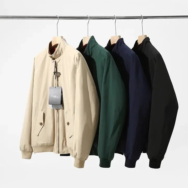 Autumn New Style Harlington Retro British Pilot Jacket Men's Loose Pure Color Stand Collar Three-Proof Outerwear Trendy