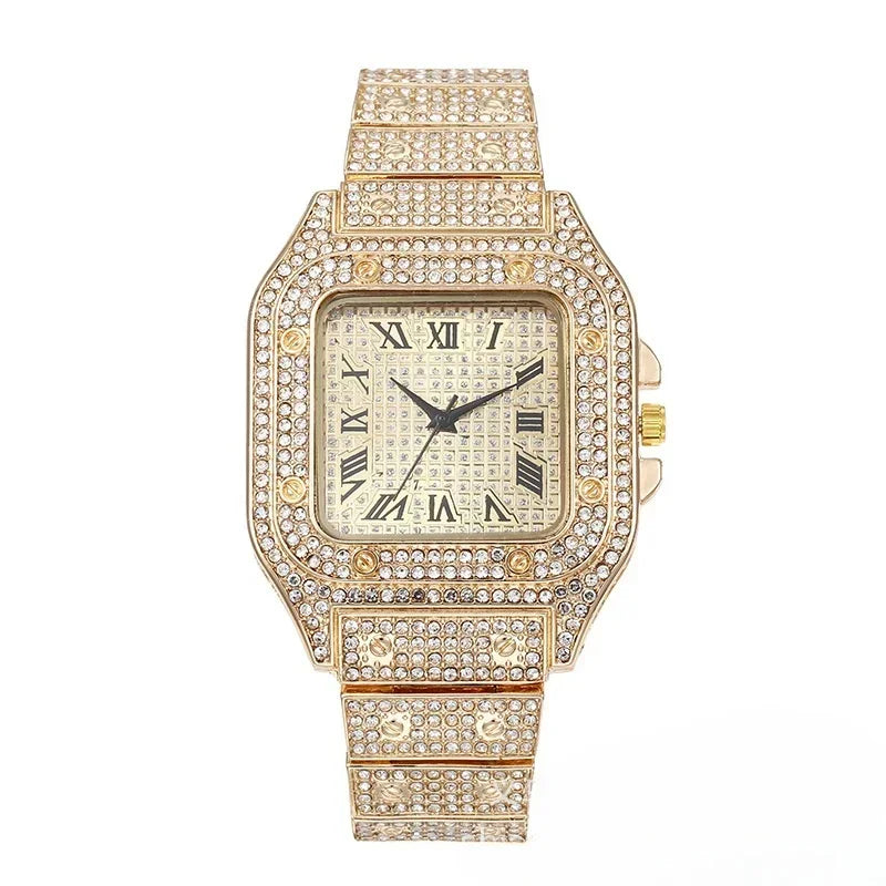 Luxury Rhinestone Quartz Watch – Unisex Square Dial