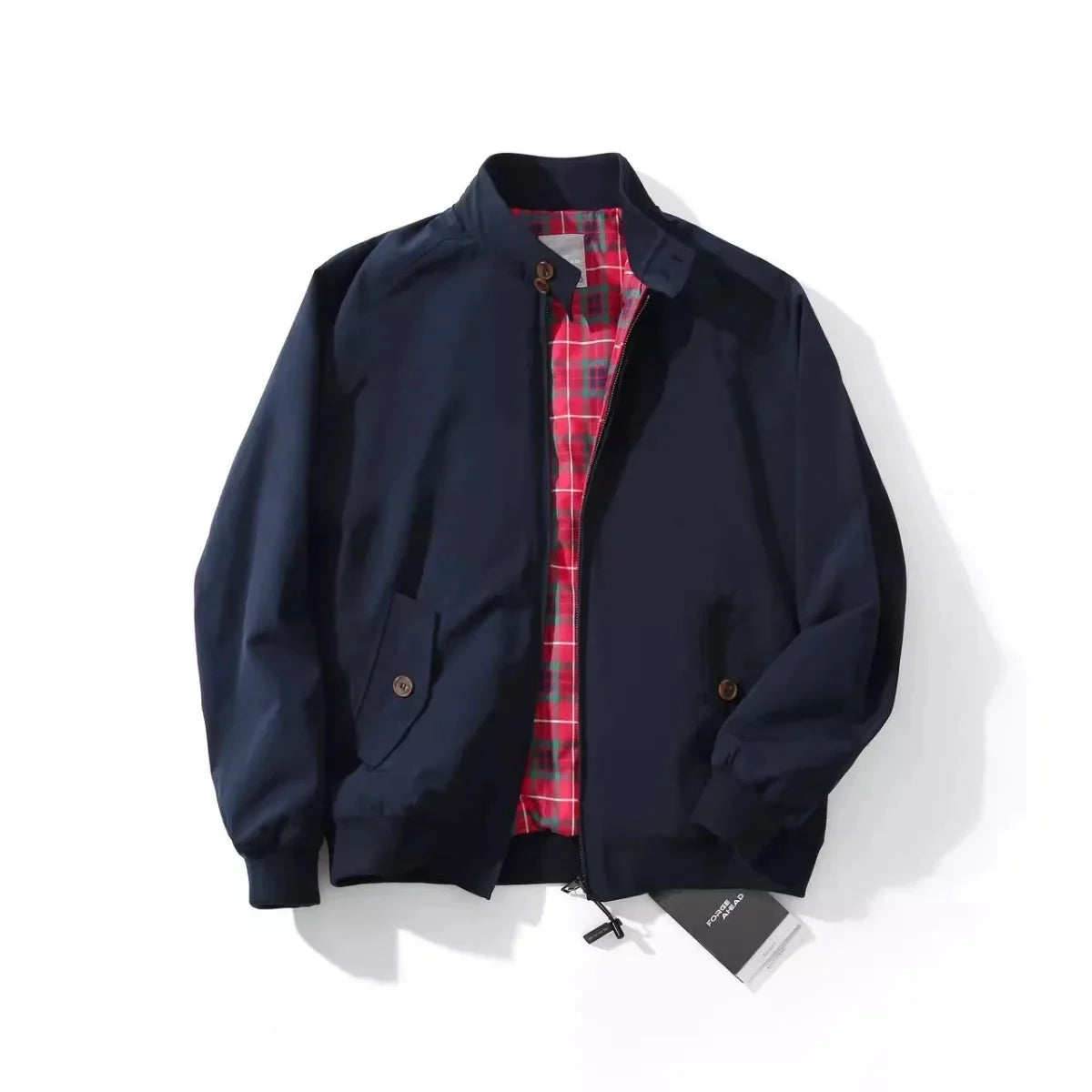 Autumn New Style Harlington Retro British Pilot Jacket Men's Loose Pure Color Stand Collar Three-Proof Outerwear Trendy