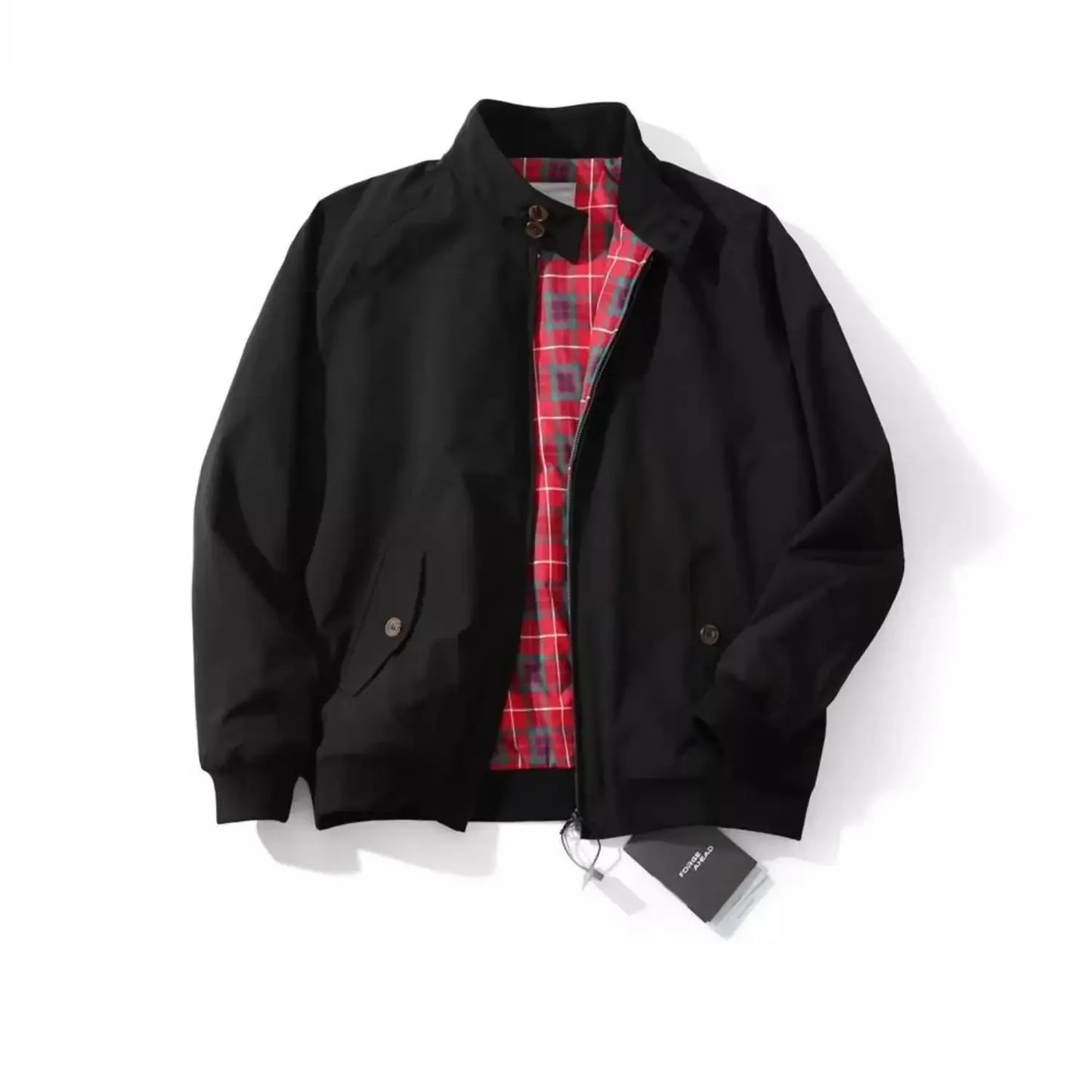 Autumn New Style Harlington Retro British Pilot Jacket Men's Loose Pure Color Stand Collar Three-Proof Outerwear Trendy