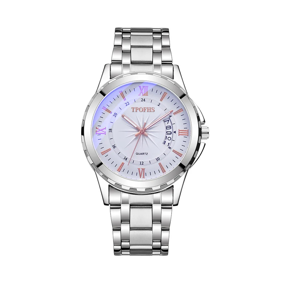 Men’s Stainless Steel Business Watch – Waterproof Quartz Wristwatch with Calendar